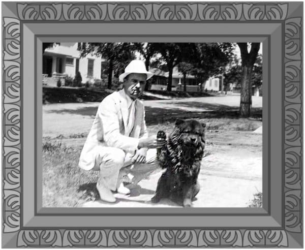 framed man with waving chow