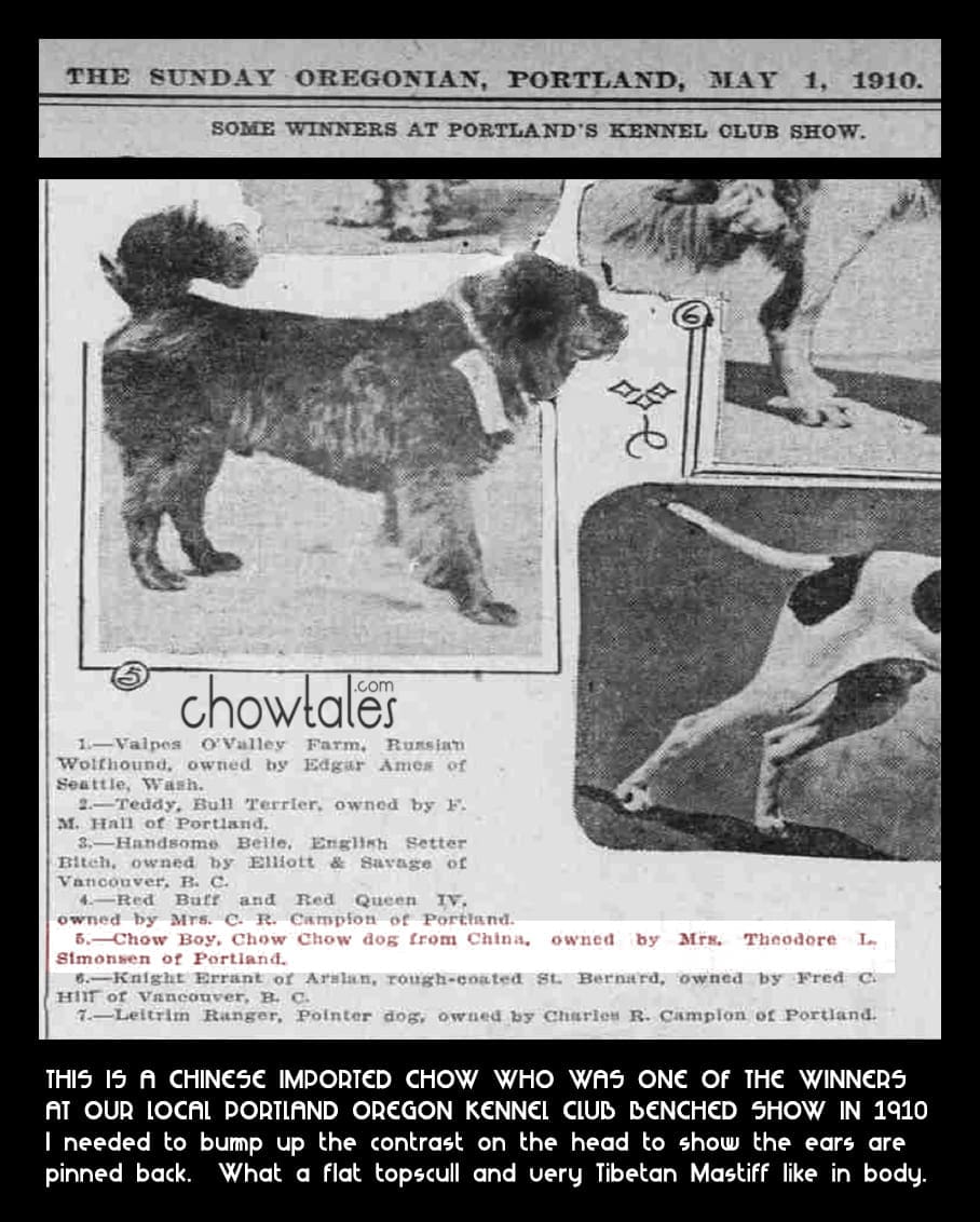 OREGONIAN MA1 1 1910 CHOW PHOTO