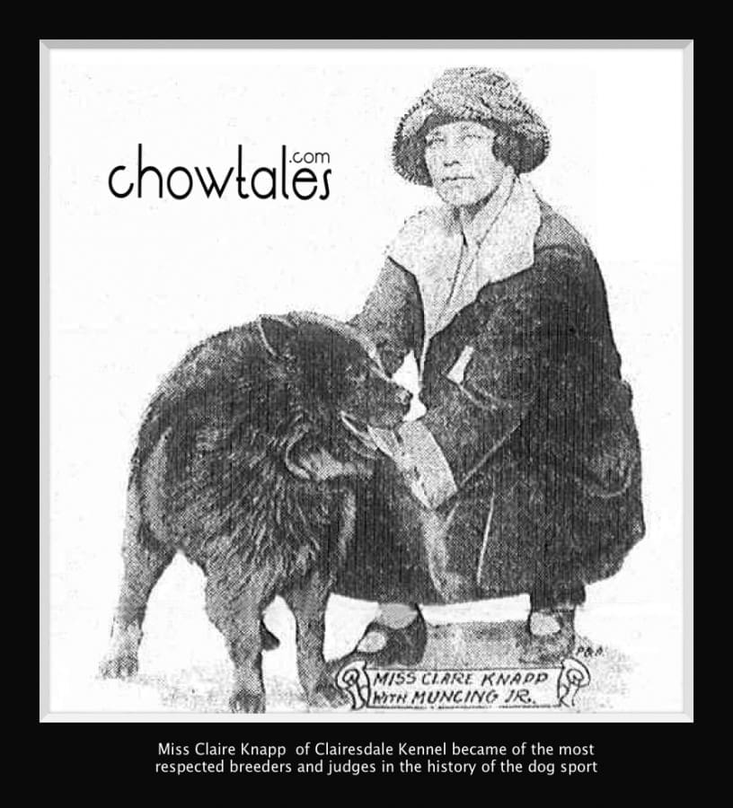 Claire Knapp of Clairedale Chows pictured in 1922 and mentioned in the artlcle