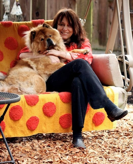 Lillian and I in our yard after a long day of gardening