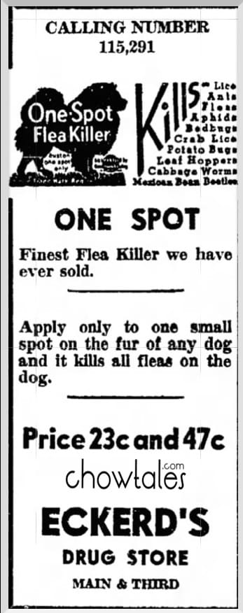1938 one spot flea killer newspaper ad