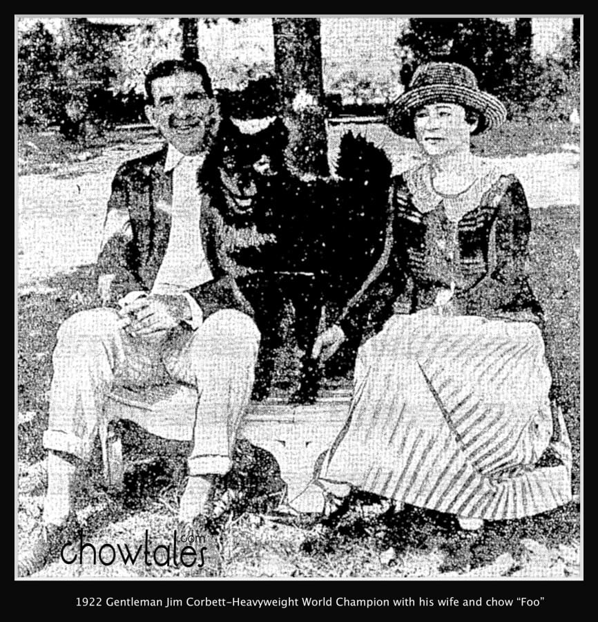 Gentleman Jim James Corbett Heavyweight champion fighter 1922 with his chow dog Foo