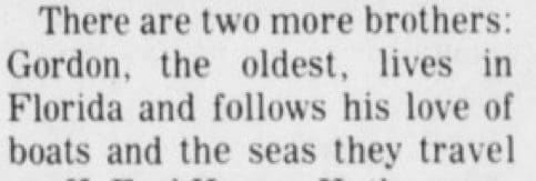 FROM AN ARTICLE ABOUT THE HOOVER FAMILY IN 1974. GORDON IS THE BOY N THE PHOTOS WHO LIVED IN FLORIDA