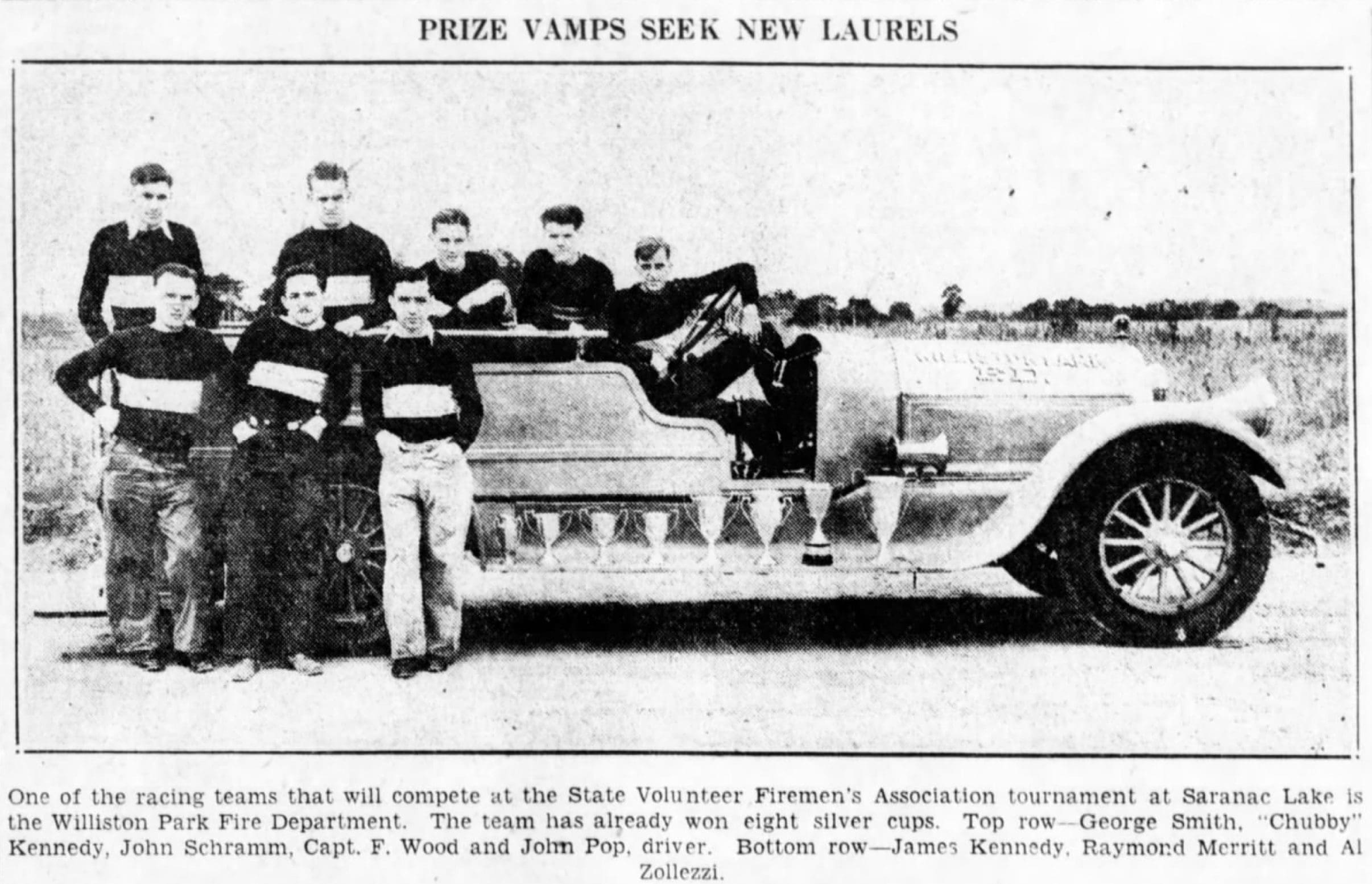 I do believe this image above has become the Holy Grail of my collection of Chows with vehicles. What a unique find!! You can see a bit more of my restoration of this very blurry and scratched photo as you scroll below. I even managed to find documentation of the Firemans' convention in a couple of 1929 newspapers (below)